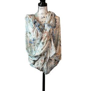 123 - Chaser NWOT Light Blue Floral Shawl/scarf